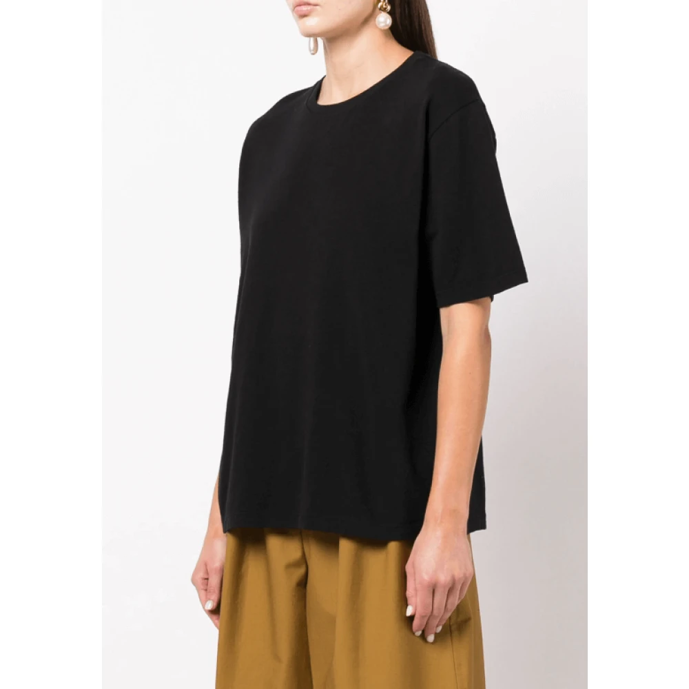 Khaite Zwart Logo-Appliqué T-Shirt Black Dames