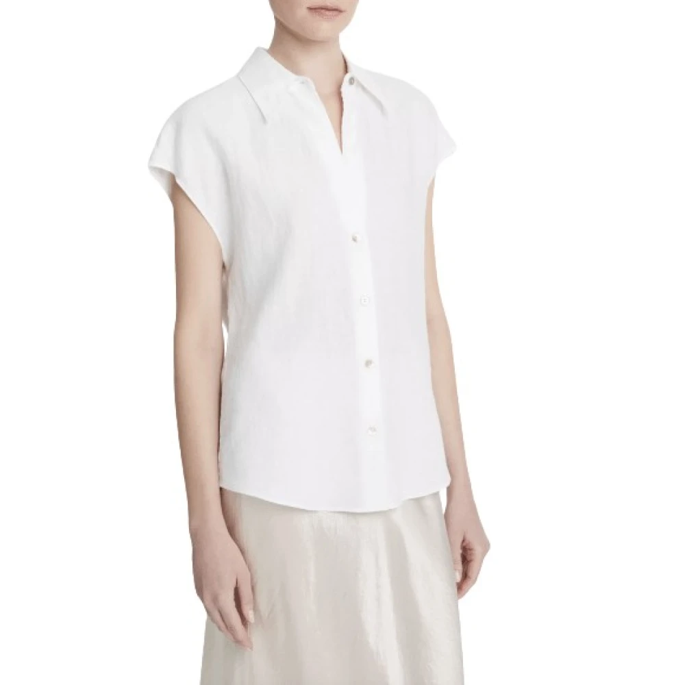 Vince Linnen Button-Front Shirt White Dames