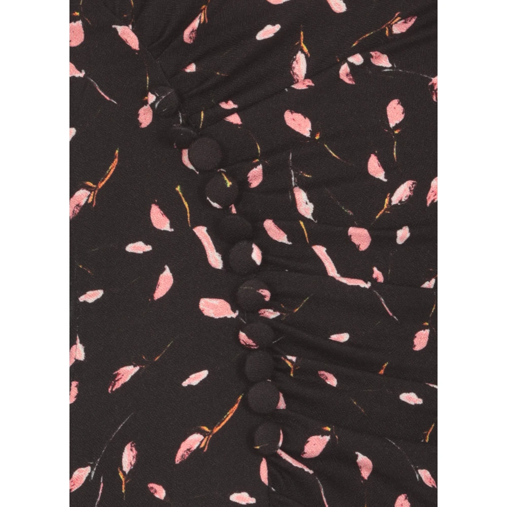Mar De Margaritas Zwarte Bloemenprint Viscose Jurk Black Dames