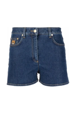 Denim Short Broderad Nallebjörn