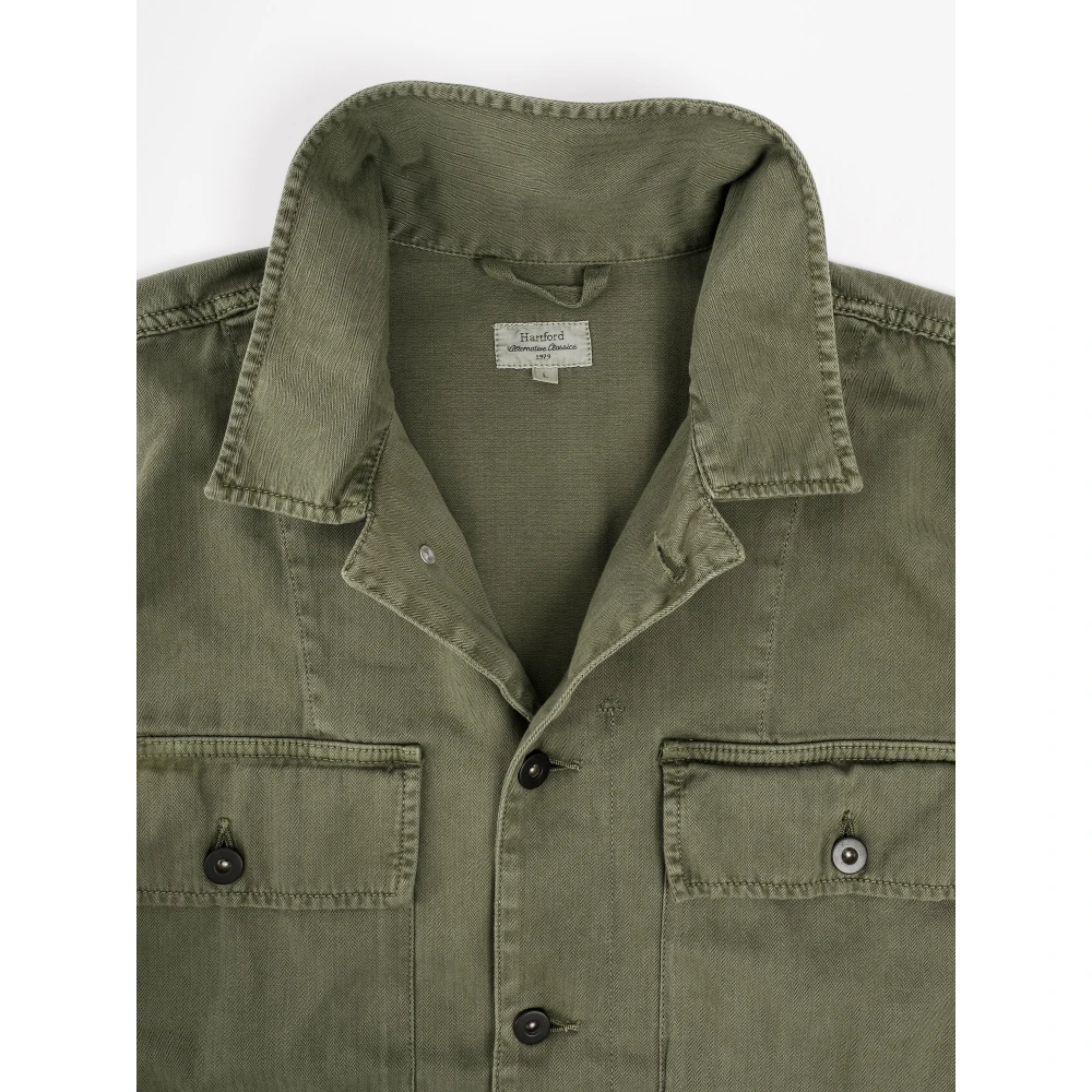 Hartford Militaire Herringbone Field Shirt Green Heren