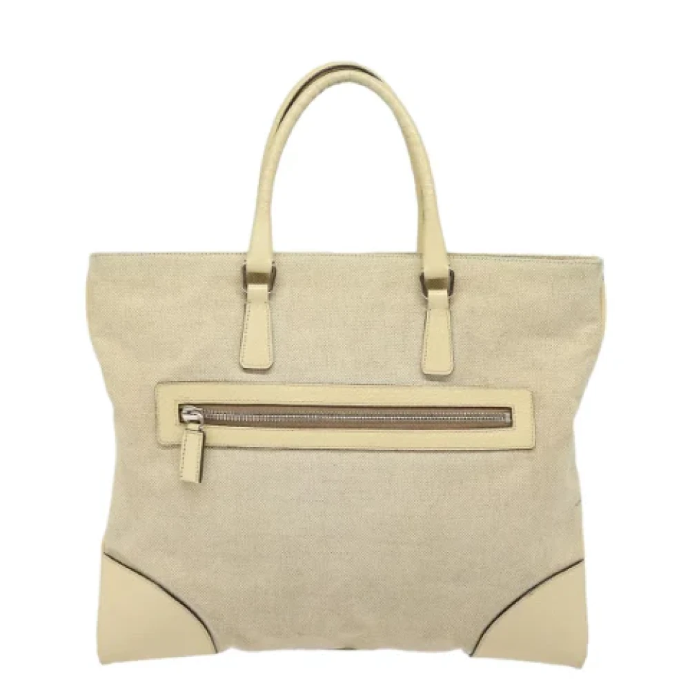 Prada Vintage Pre-owned Canvas handbags Beige Dames
