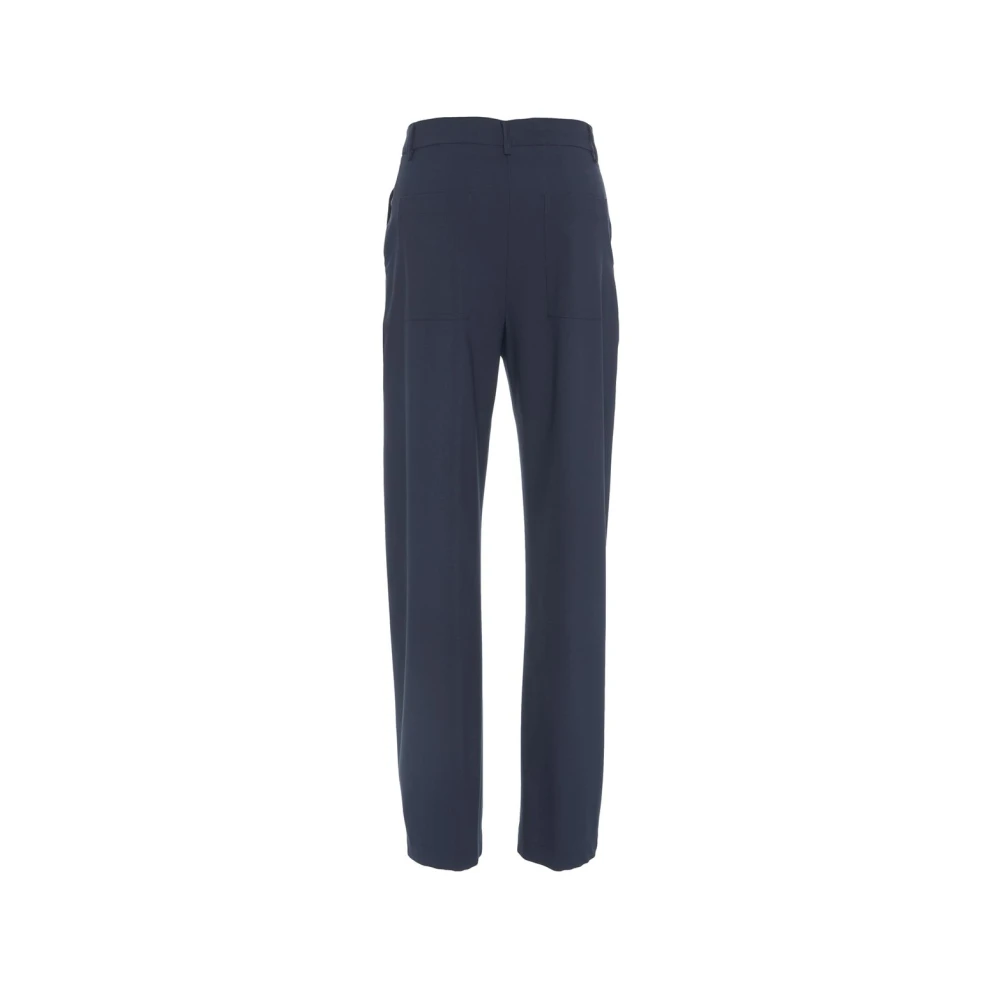 Semicouture Blauwe wijde pijp wolblend broek Blue Dames
