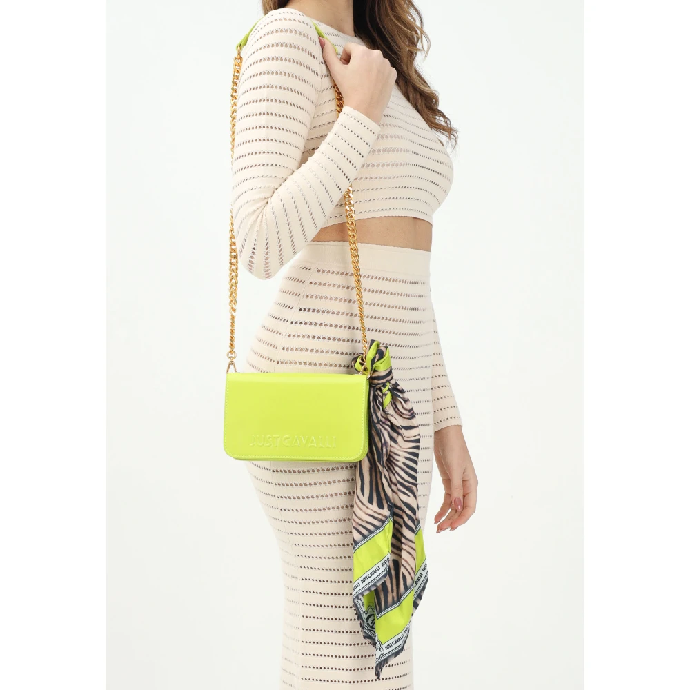 Just Cavalli Limoengroene Clutch met Dierenprint Sjaal Green Dames