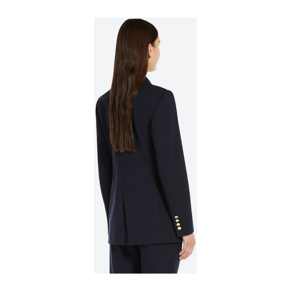 Max Mara Studio Dubbelbreasted jersey blazer Blue Dames