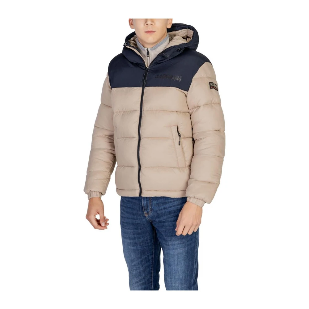 Napapijri Beige Polyesterjas met volledige ritssluiting Beige Heren