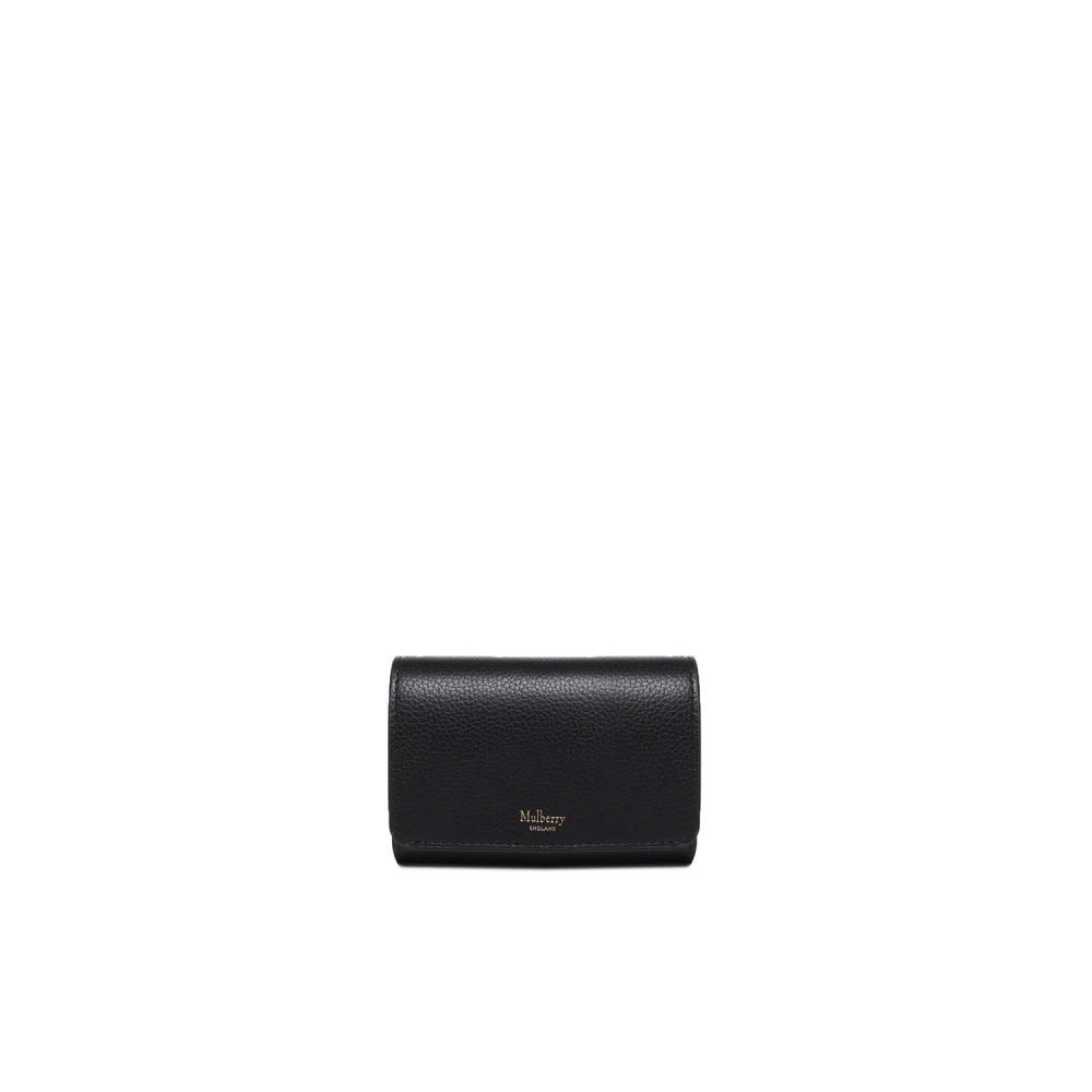 Mulberry Svart Classic Grain Continental Trifold Väska Black, Dam