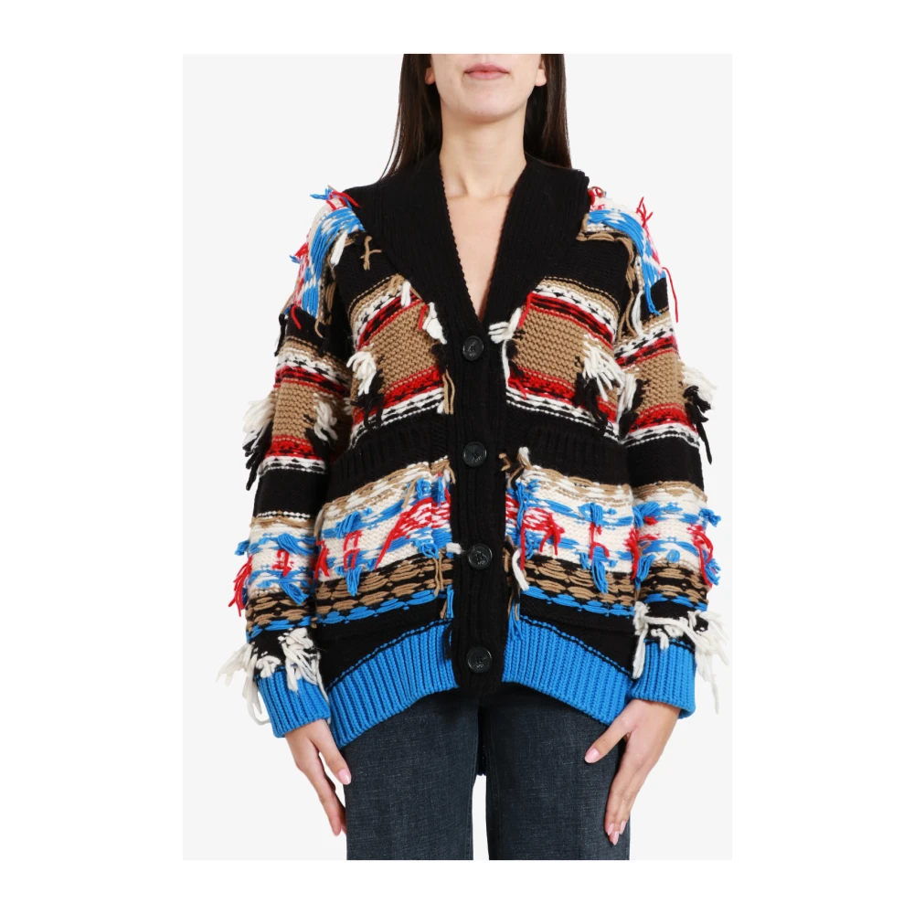 N21 Multicolor wollen Cardigan met jacquardwerk Multicolor Dames