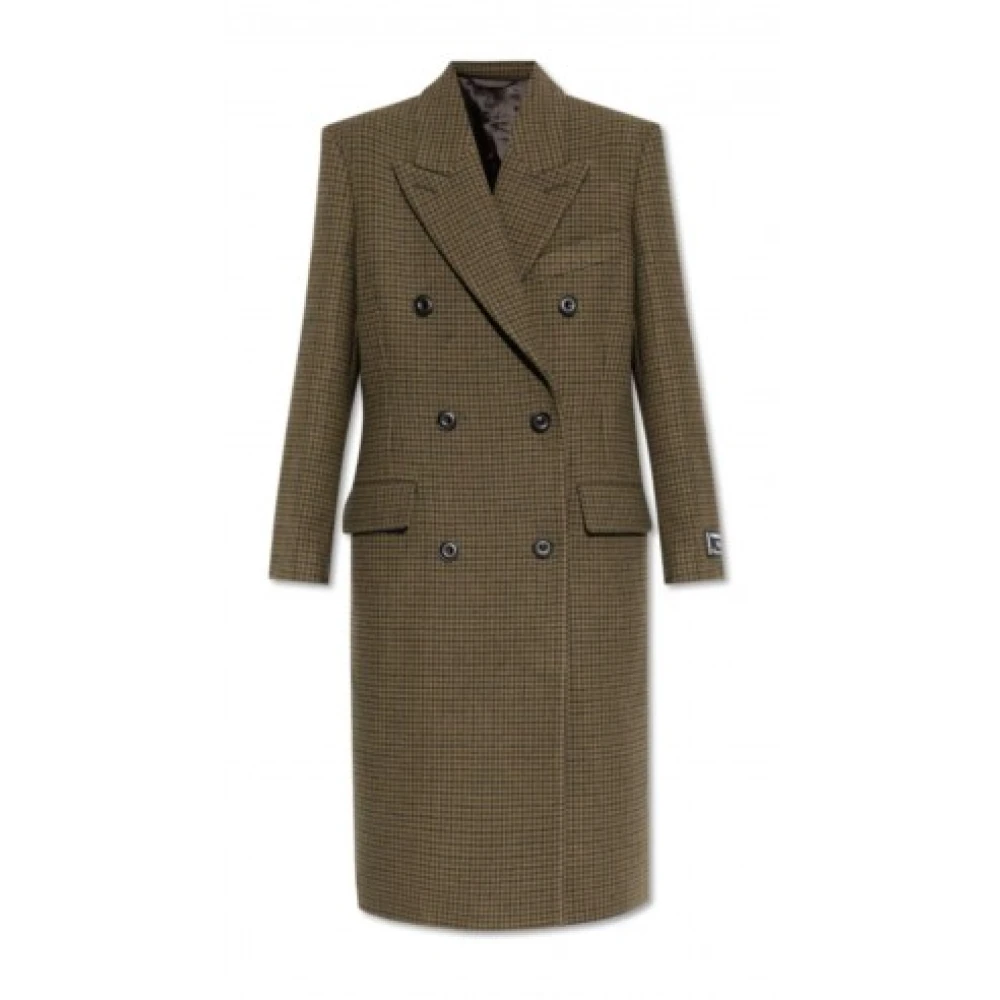 Acne Studios Luxe Pied-de-Poule Wollen Jas Brown Dames