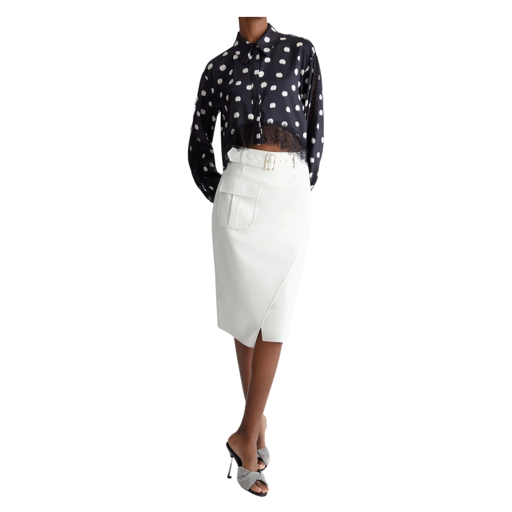 Liu Jo Zwarte gestippelde cropped shirts Black Dames