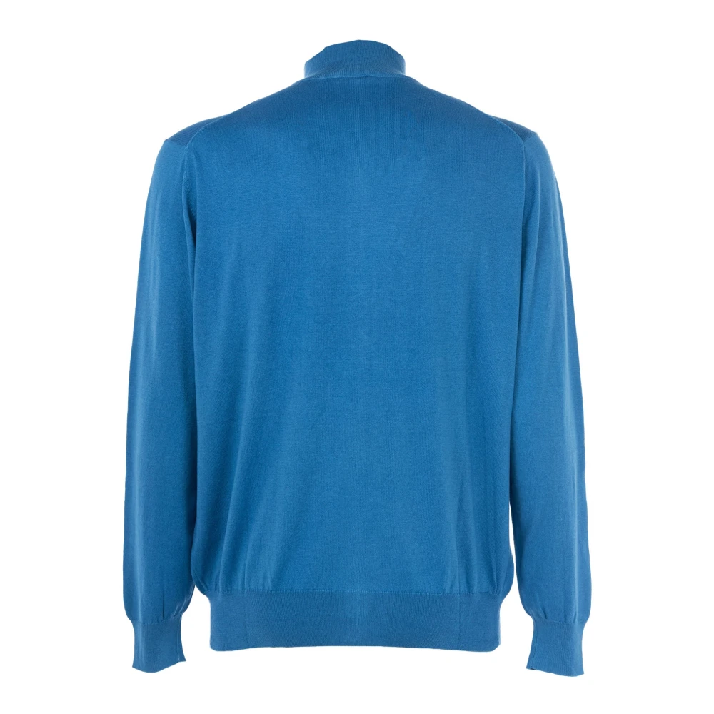 Cashmere Company Heren Katoenen Trui met Rits Blue Heren