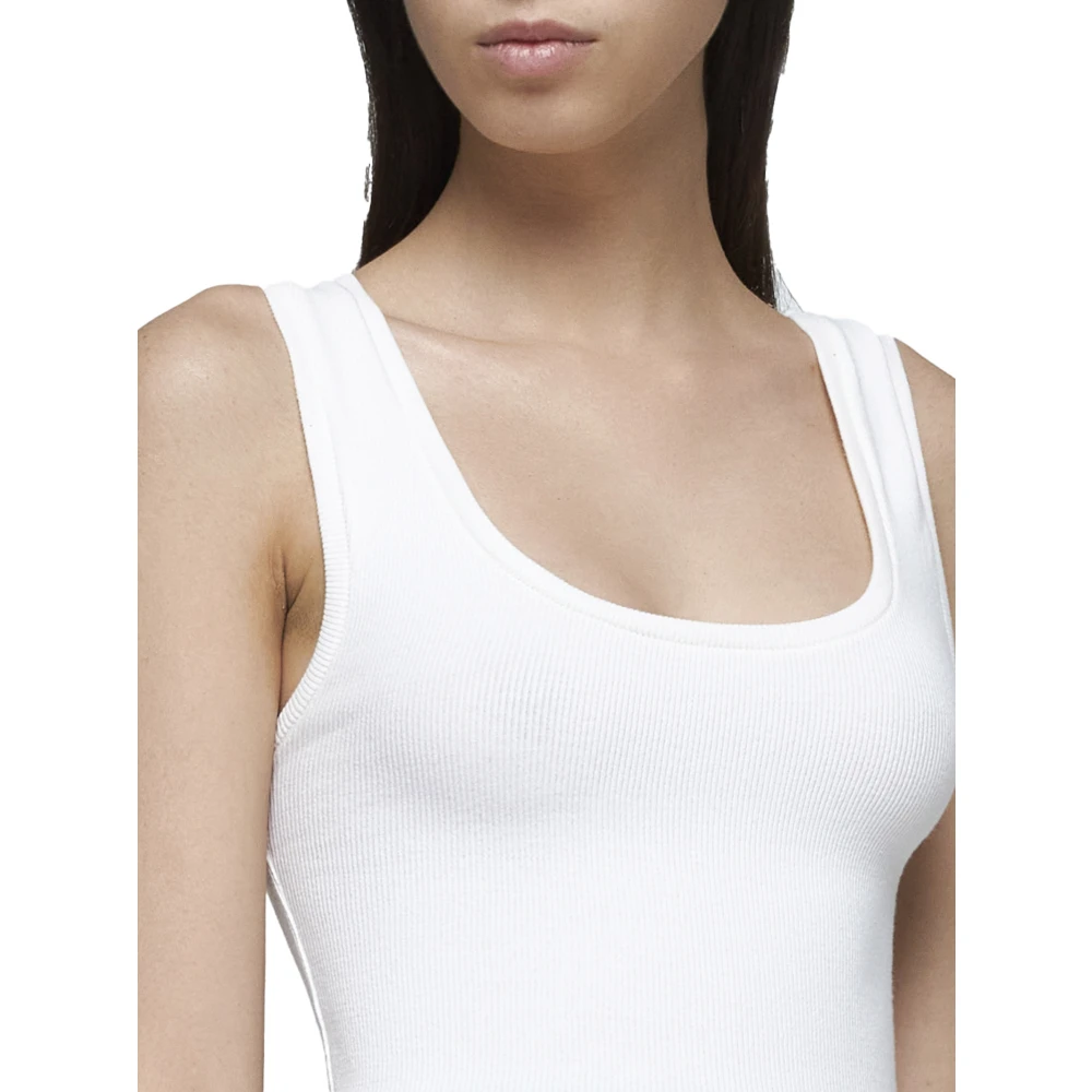 Wardrobe.nyc Geribbelde Crop Tank Top White Dames