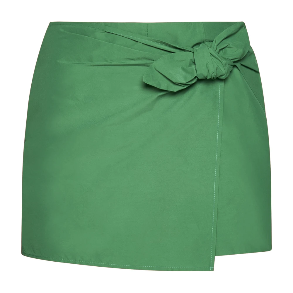 RED Valentino Groene Katoenen Knoop-Detail Shorts Green Dames