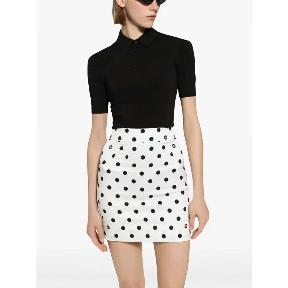 Dolce & Gabbana Witte Hoge Taille Zijden Rok White Dames