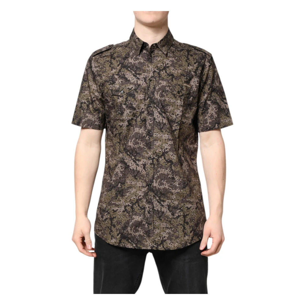 Dolce & Gabbana Men's Multicolor Gold Casual Shirt - Short Sleeve Shirts - Xs - Shirts