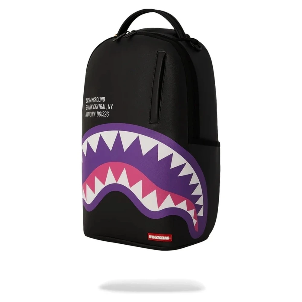 Sprayground Zwarte Shark Central Paarse Rugzak Black Heren
