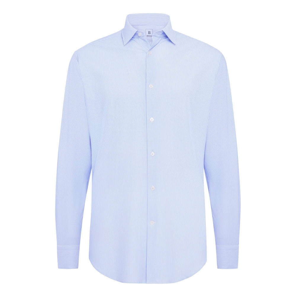 Boggi Milano Slim Fit Stretch Nylon Overhemd Blue Heren