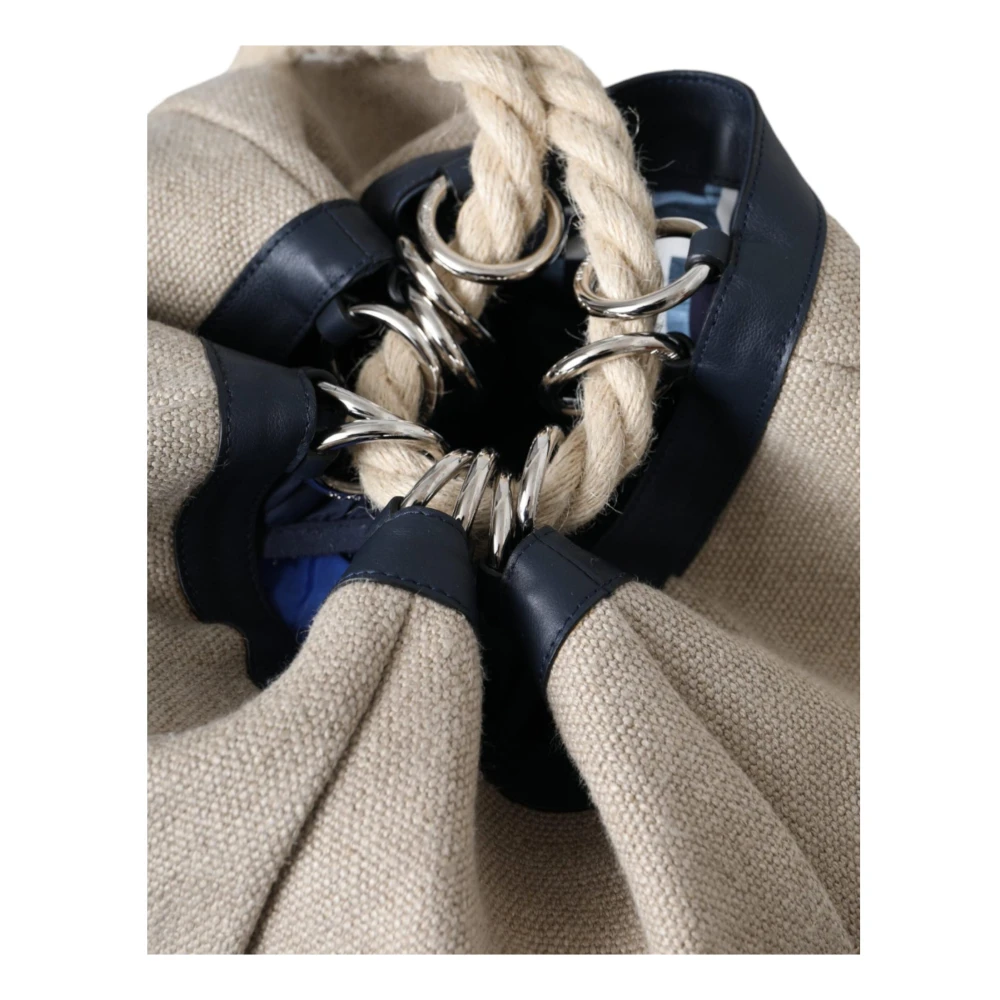 Dolce & Gabbana Beige Canvas Bucket Bag met Logo Beige Heren