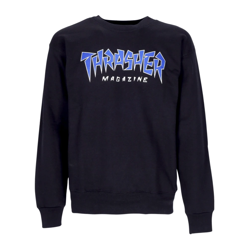 Thrasher Men's Black Jagged Logo Crewneck Sweatshirt /Blue - Sweatshirts - S - Sweatshirts & Hoodies