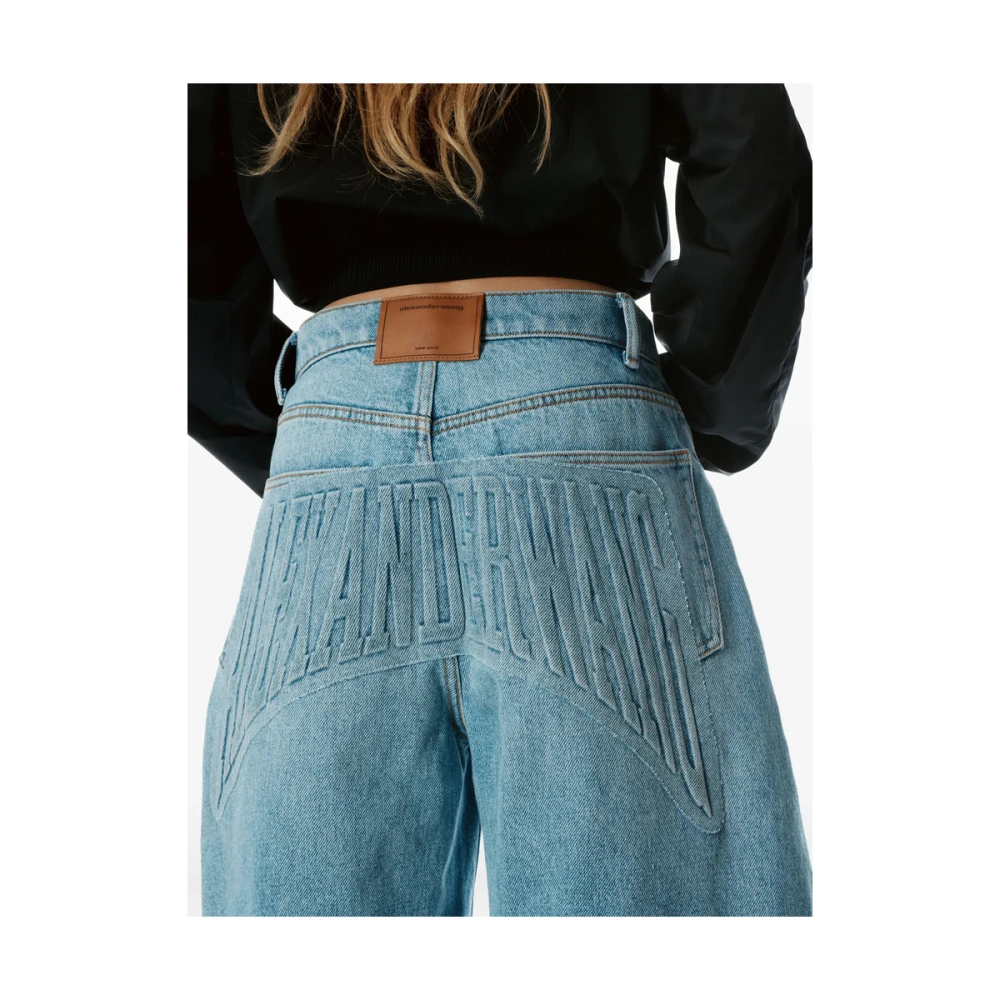 alexander wang Blauwe Grafische Print Wide Leg Jeans Blue Dames