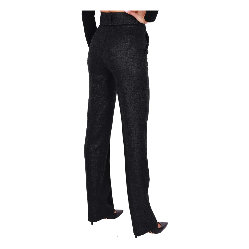 Elisabetta Franchi Hoge taille zwarte rechte broek Black Dames