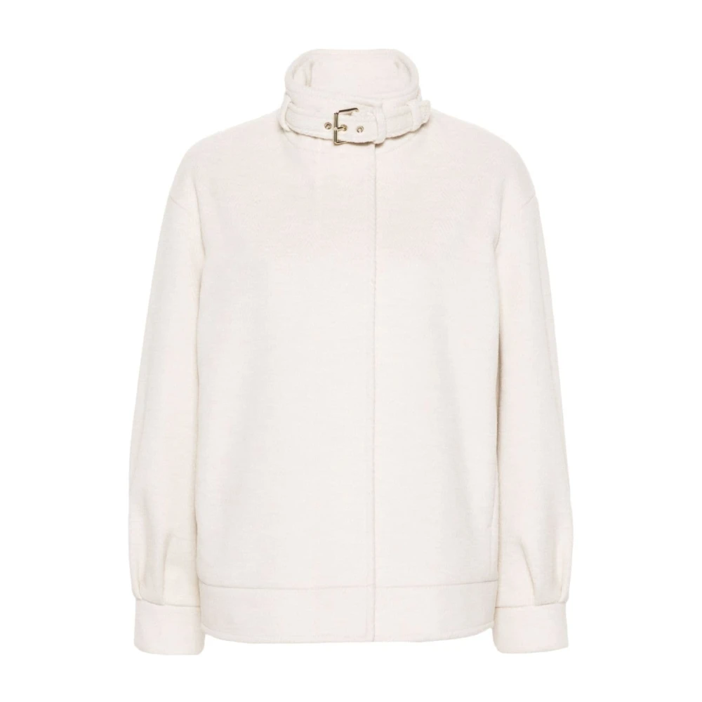 Liu Jo Witte Herringbone Jas Metallic Draad White Dames