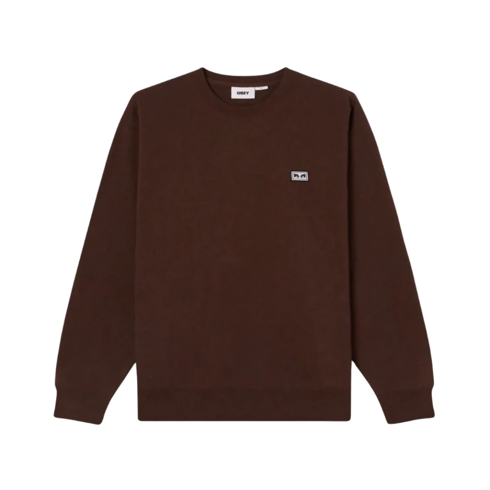 Obey Gevestigde Works Eyes Crew Fleece Brown Heren