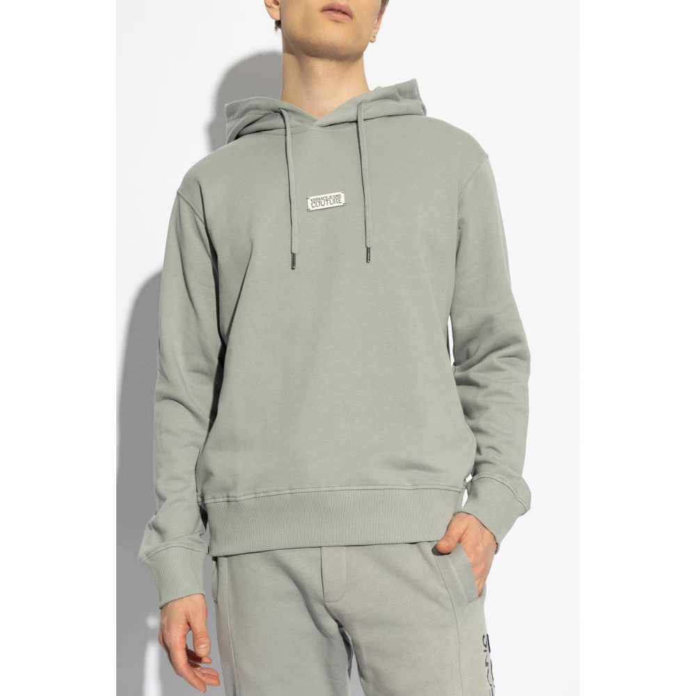 Versace Jeans Couture Sweatshirt met logoplaatje Gray Heren