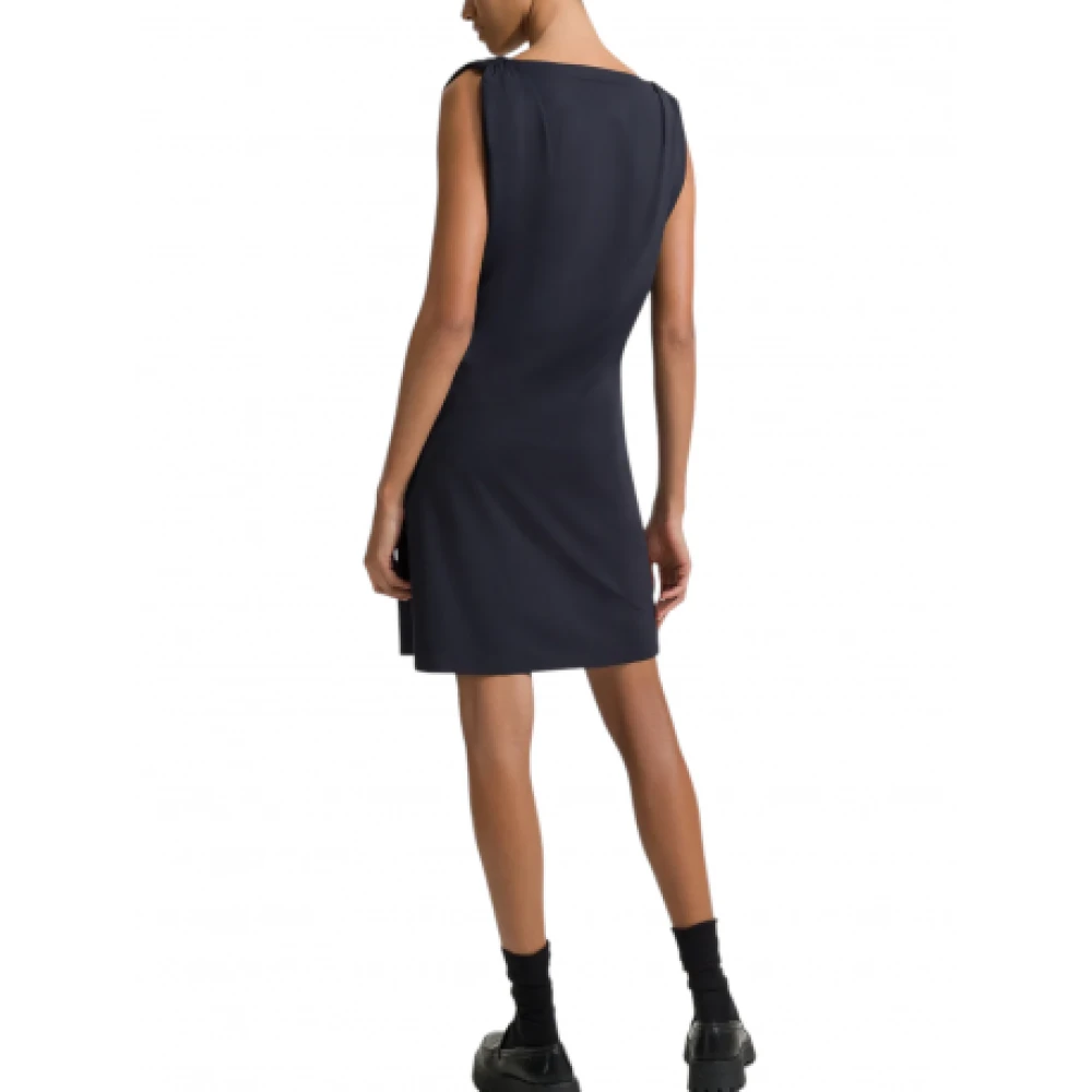 RRD Zwarte gedrapeerde cupro jurk Oxford Kim Black Dames