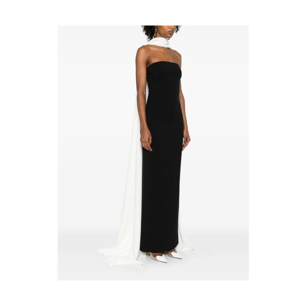 Solace London Zwarte Column Jurk met Sjaal Detail Black Dames