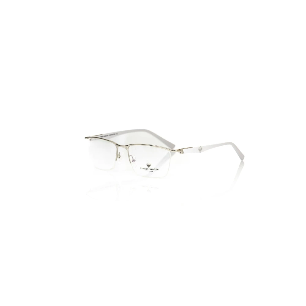 Frankie Morello Clubmaster Metalen Frame Bril Wit Logo Gray Heren