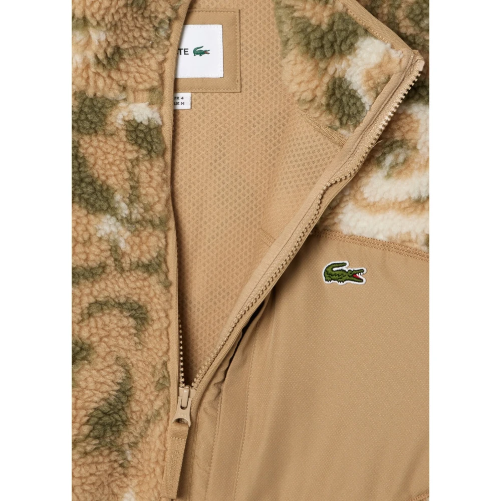 Lacoste Bloemenpatroon Rits Fleece Jas Beige Heren