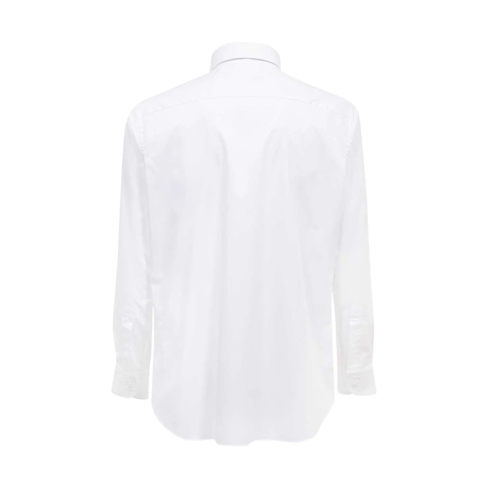 Brioni Katoenen Shirt Afgeronde Zoom White Heren