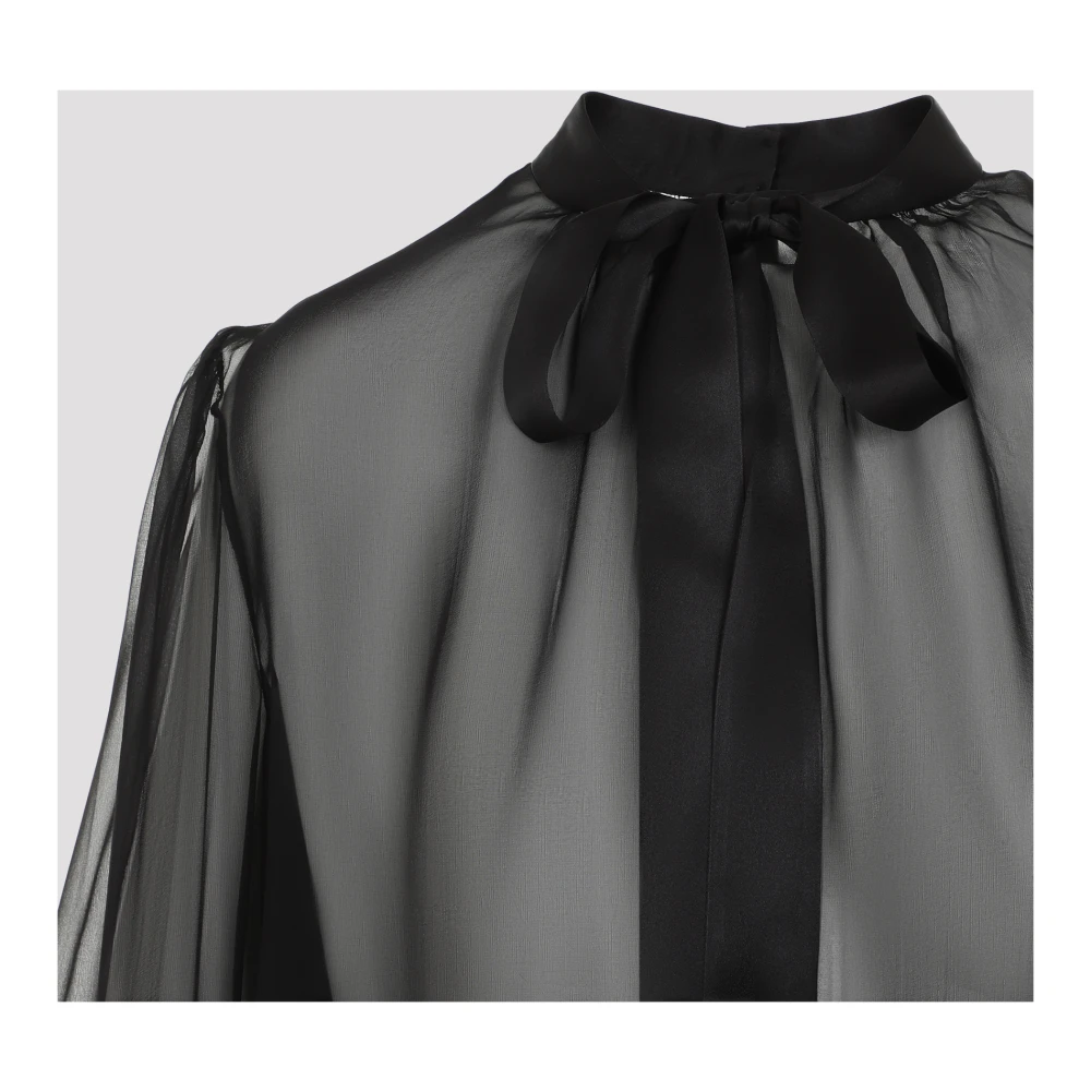 Dolce & Gabbana Elegante Zwarte Zijden Shirt Black Dames