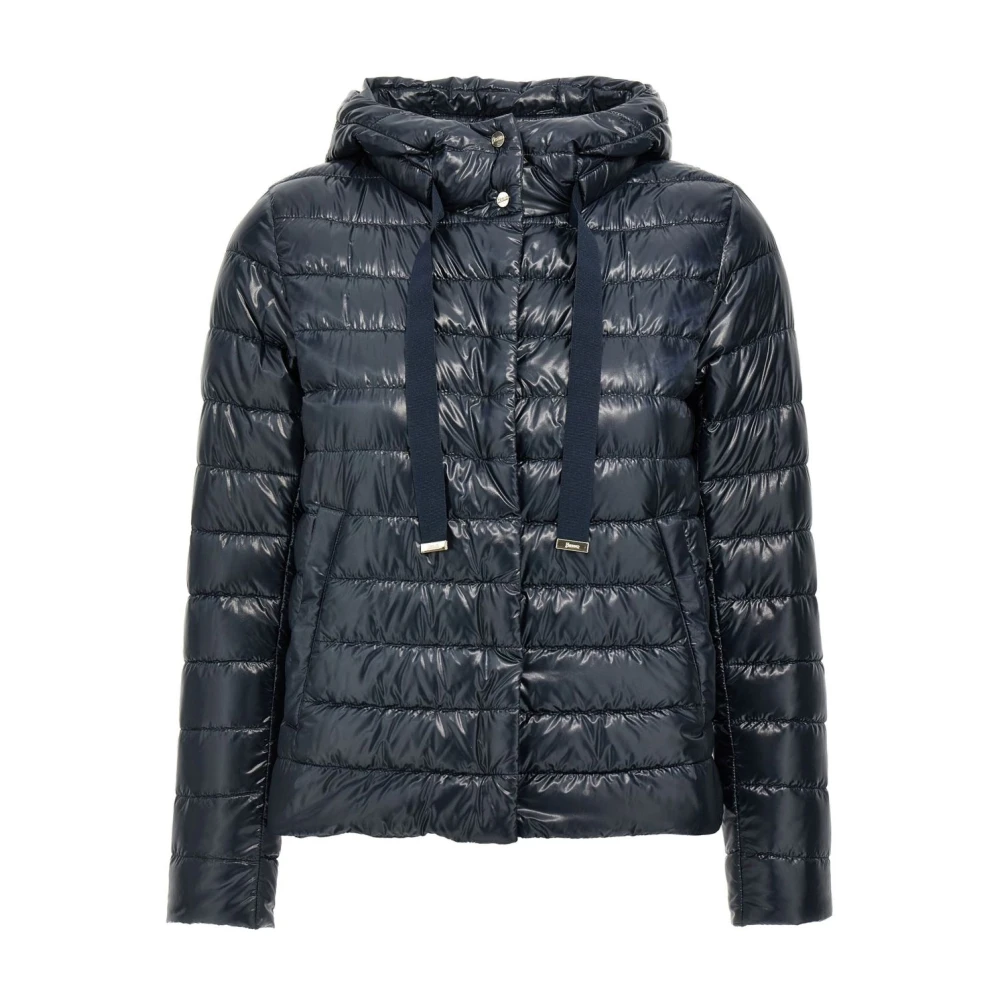 Herno Women's Blue Ultralight Hooded Jacket With Pockets