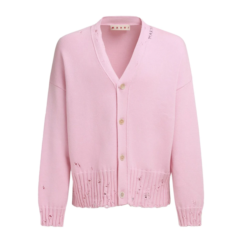 Marni Rosa Stickad Kofta Tröja Pink, Herr