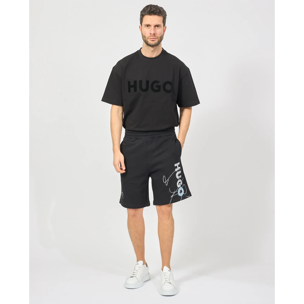 Hugo Boss Zwarte elastische taille Bermuda shorts Black Heren