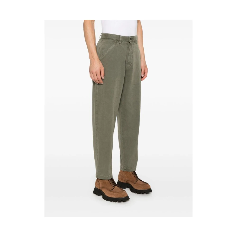 Incotex Olijfgroene Katoenmix Tapered Broek Green Heren