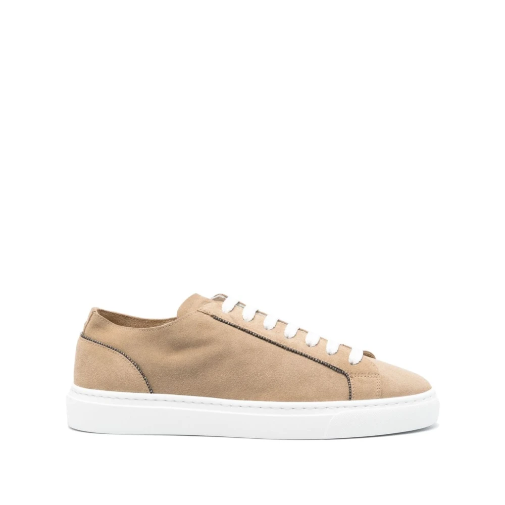 Doucal’s Suede Monili Chain Sneakers Dames Schoenen Beige