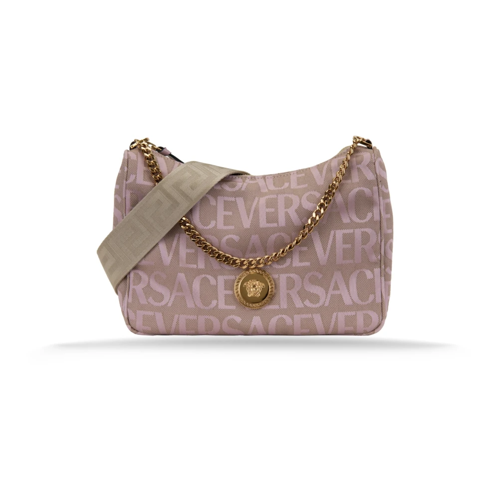 Versace Stijlvolle schoudertas voor dames met leren afwerking Pink Dames