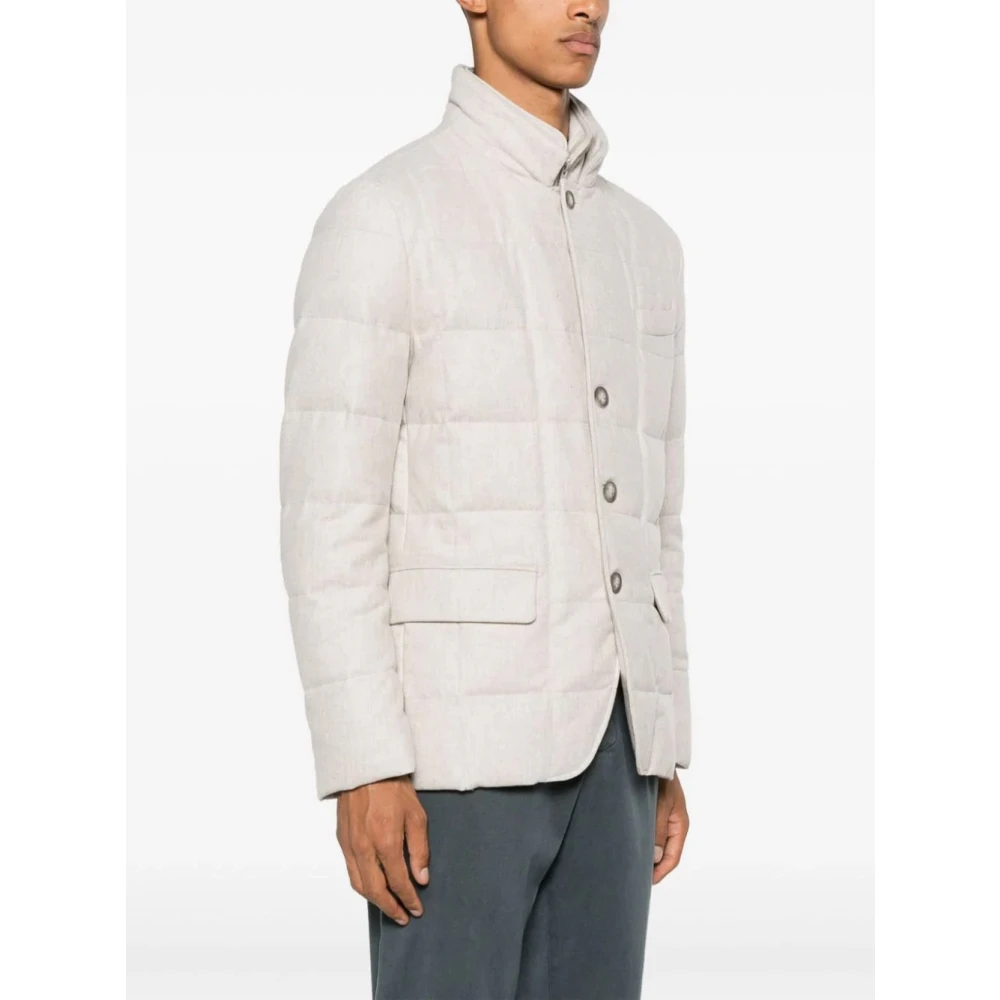Fay Ivoor Pufferjas met Front Zip Beige Heren
