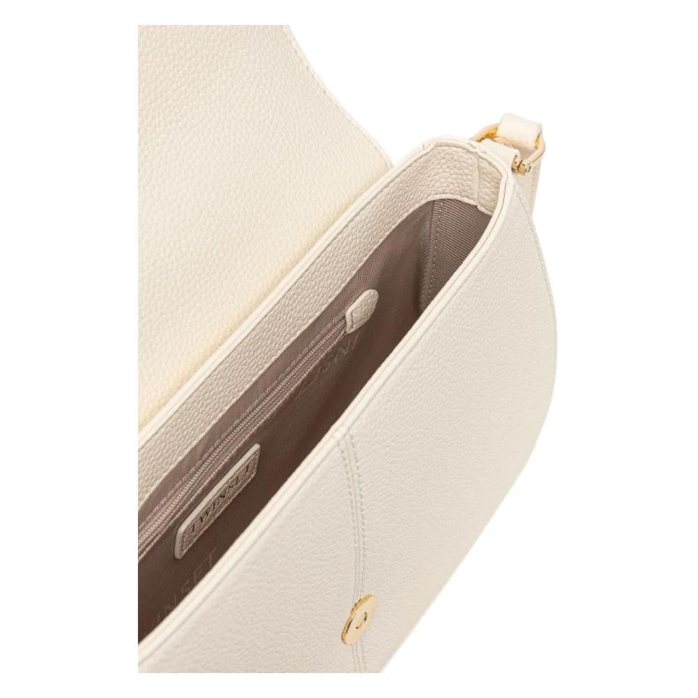 Twinset Nep Leren Middelgrote Schoudertas Beige Dames