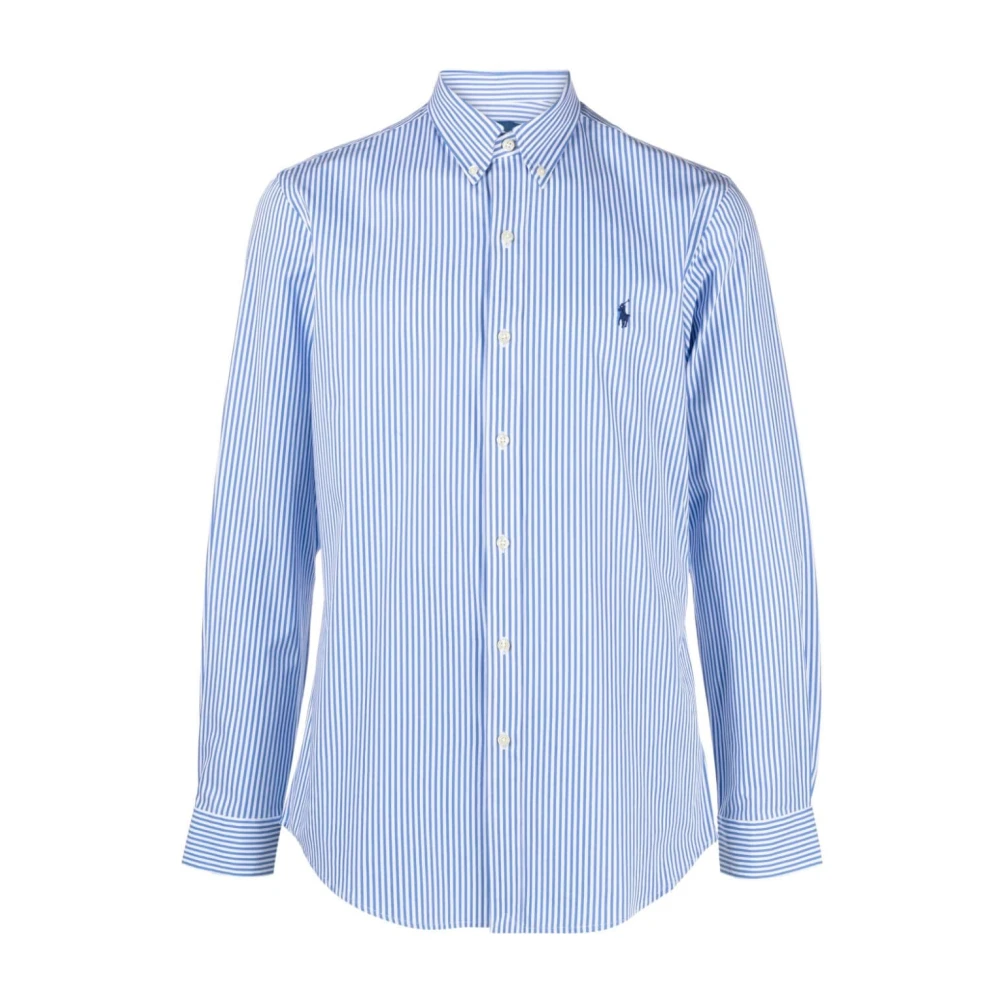 Ralph Lauren Men's Blue Logo-Embroidered Striped Shirt - Casual Shirts - L - Shirts