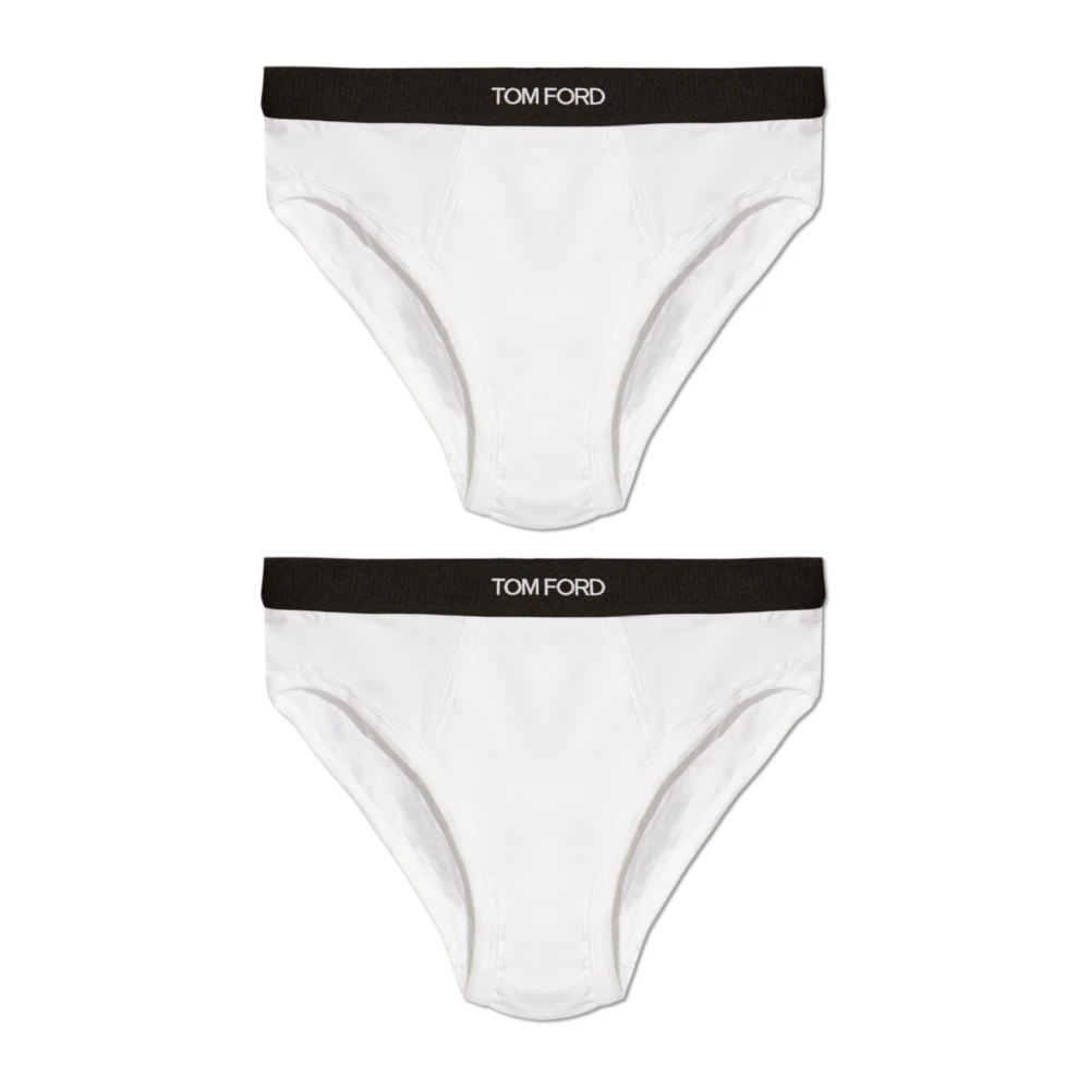 Tom Ford Twee-pack slip briefs met logo White Heren