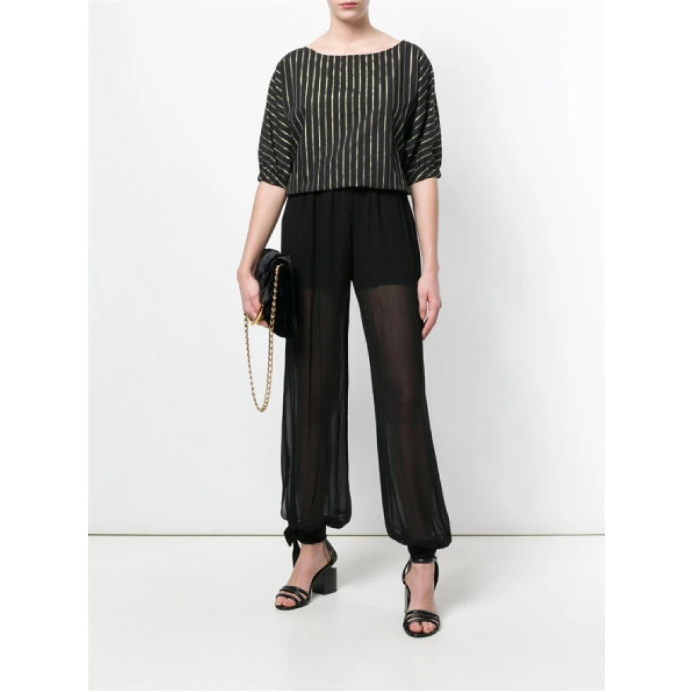 Twinset Transparante zwarte broek Black Dames