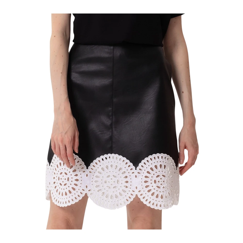 Stella Mccartney Geborduurde Leren Rok Black Dames
