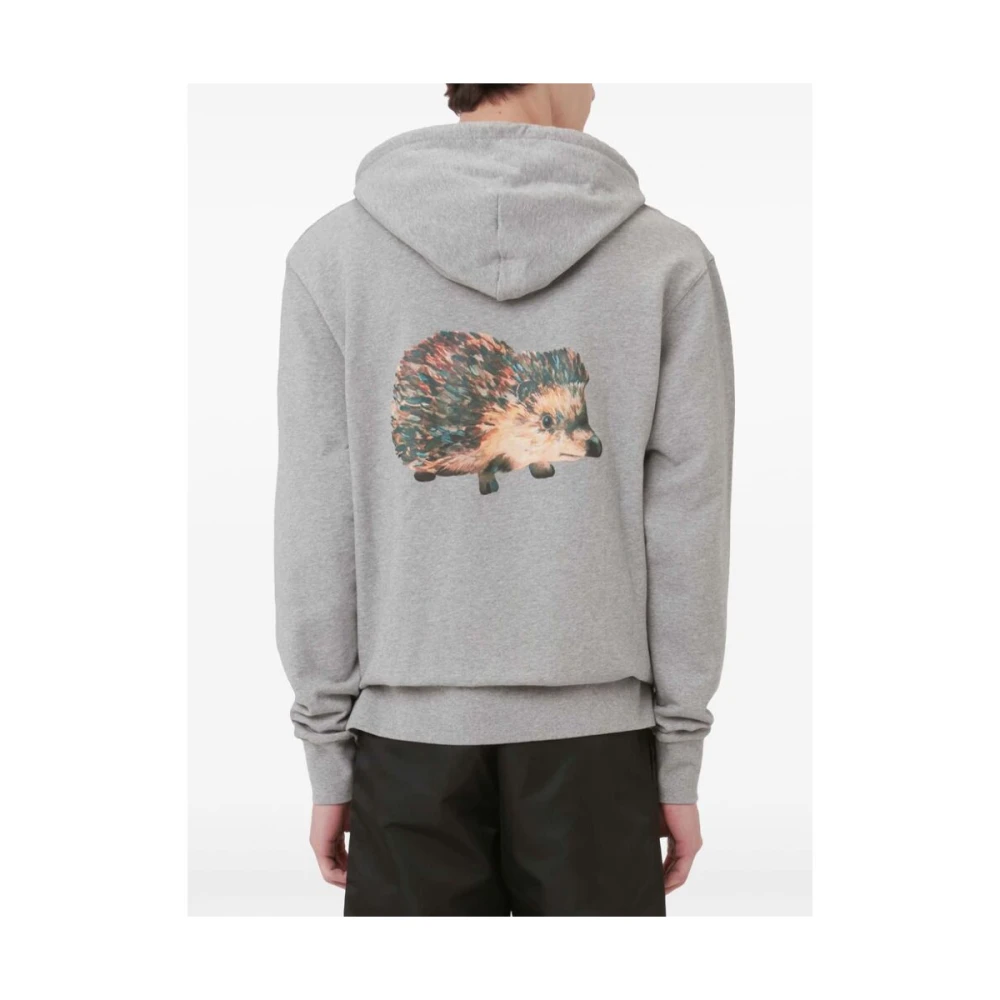 JW Anderson Grafische Print Hoodie Gray Heren