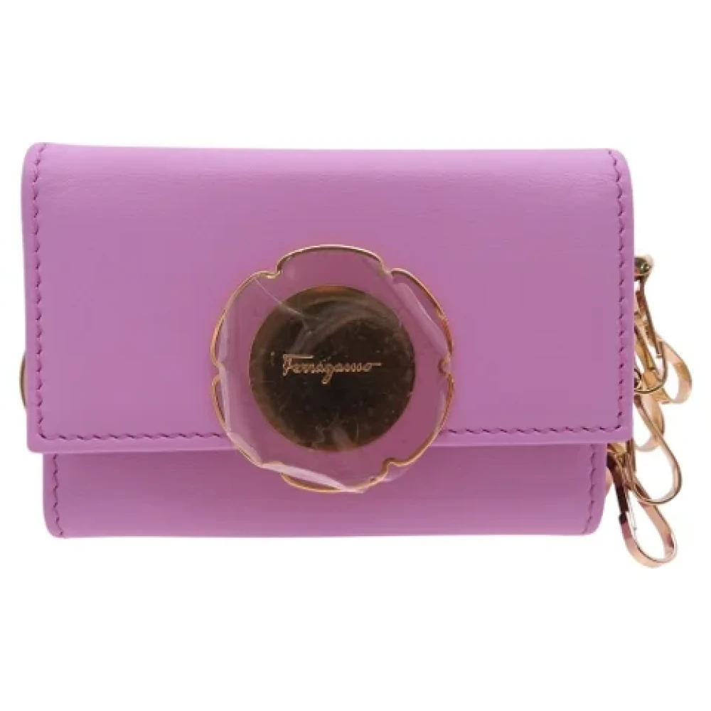 Salvatore Ferragamo Pre-owned Leather key-holders Pink Dames