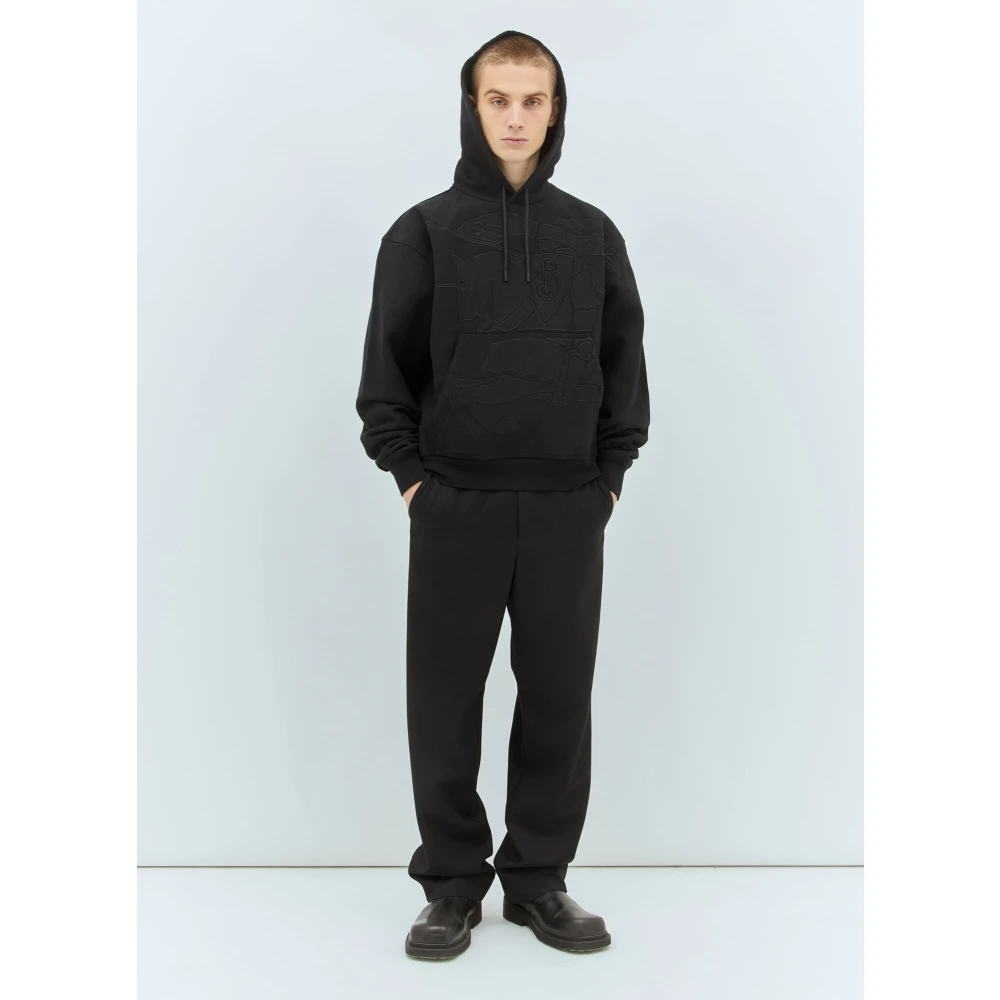 Burberry Katoenen Hoodie met Logoplaatje Black Heren