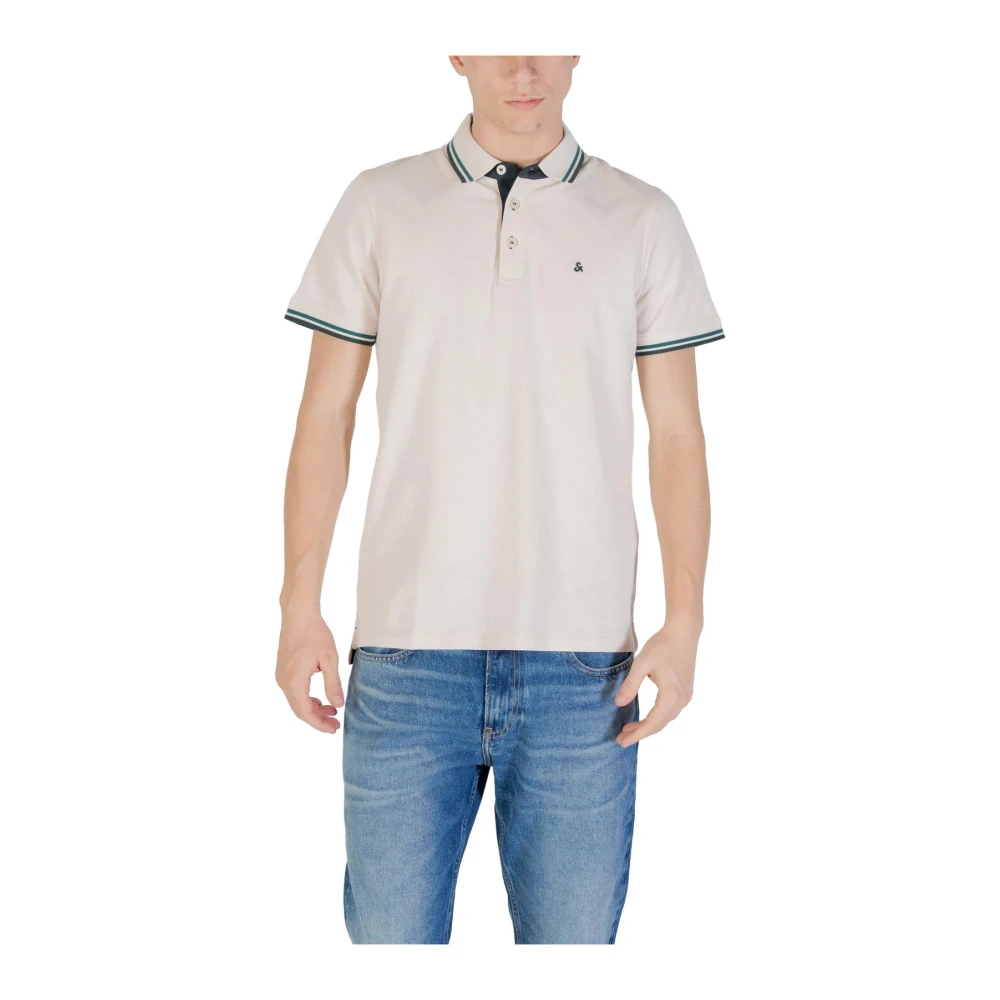 Jack & Jones Men's Beige Cotton Polo With Button Fastening